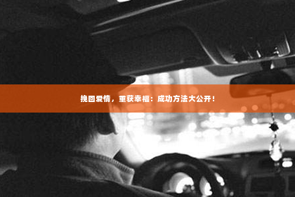 挽回爱情，重获幸福：成功方法大公开！